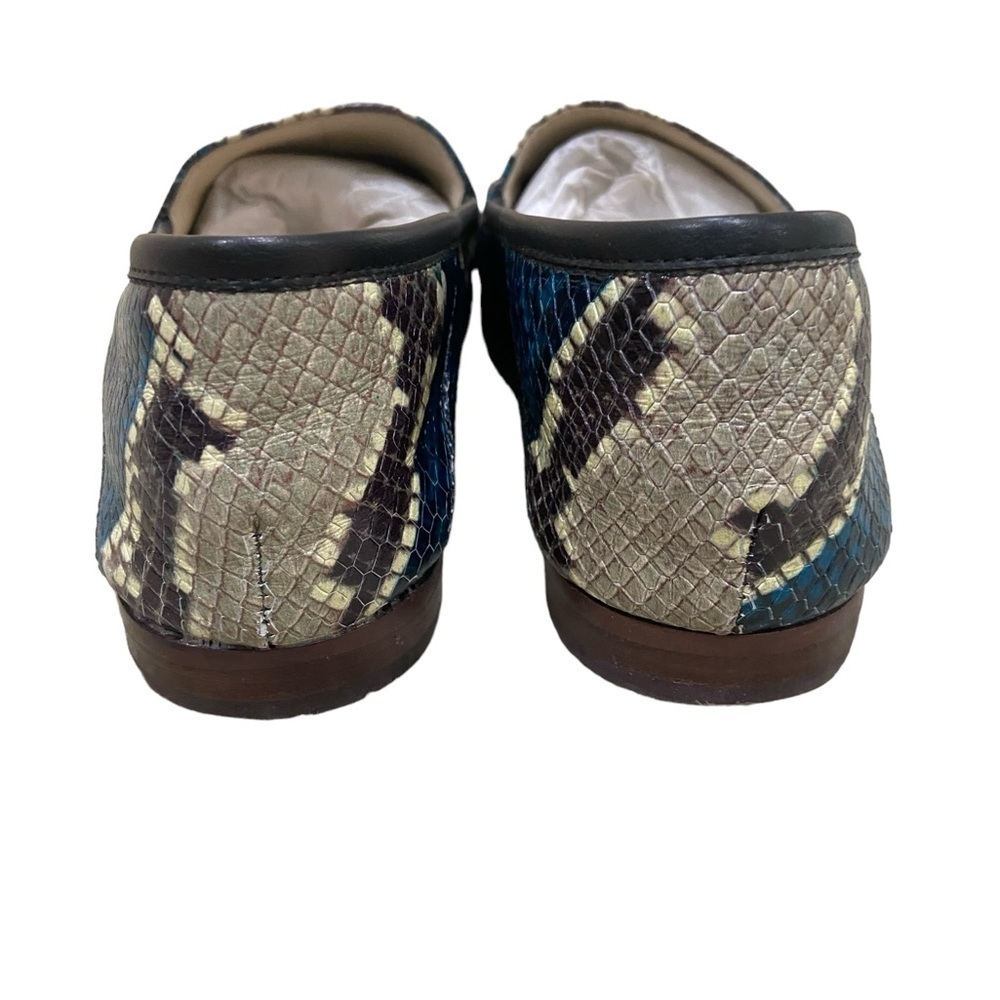 Sam Edelman Loraine teal blue snakeskin print leather slip on loafers size 7.5 - Picture 8 of 13